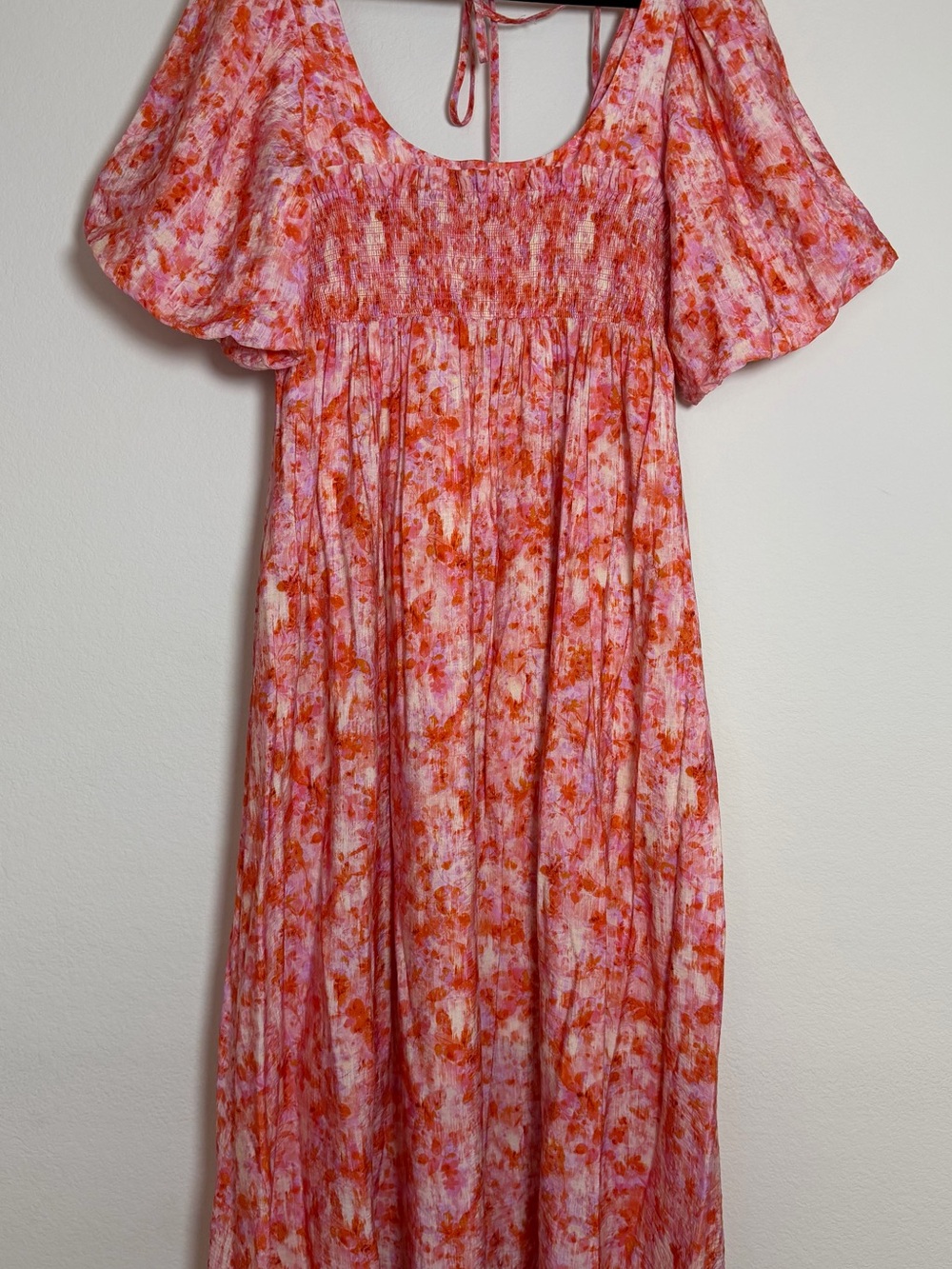 Antropologie women pink  & Orange Floral Maxi Dress - Lightweight Summer Style